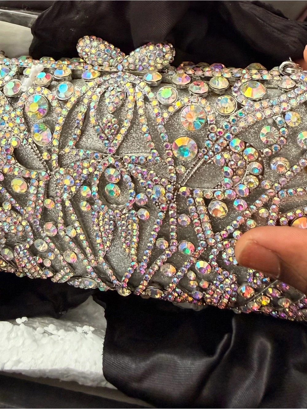 Swarovski Silver Crystal-Aurora Embellished Kids Clutch